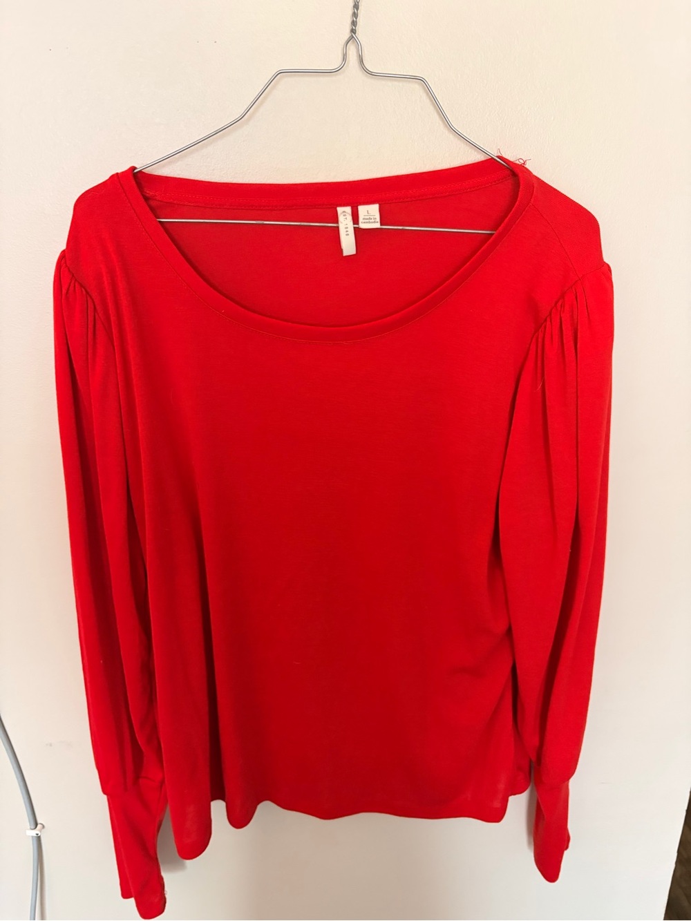 Red Long-Sleeve Scoop Neck Women’s Top